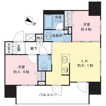 クリオ横須賀中央 2LK、価格2990万円、専有面積42.11m<sup>2</sup>、バルコニー面積9.76m<sup>2</sup> 隣室の生活音などが気になり辛い角住戸2LK。大切なペットと暮らせるお住まいです。