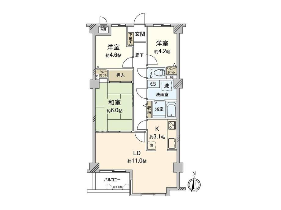 バームハイツ南浦和 3階 3LDK 物件詳細