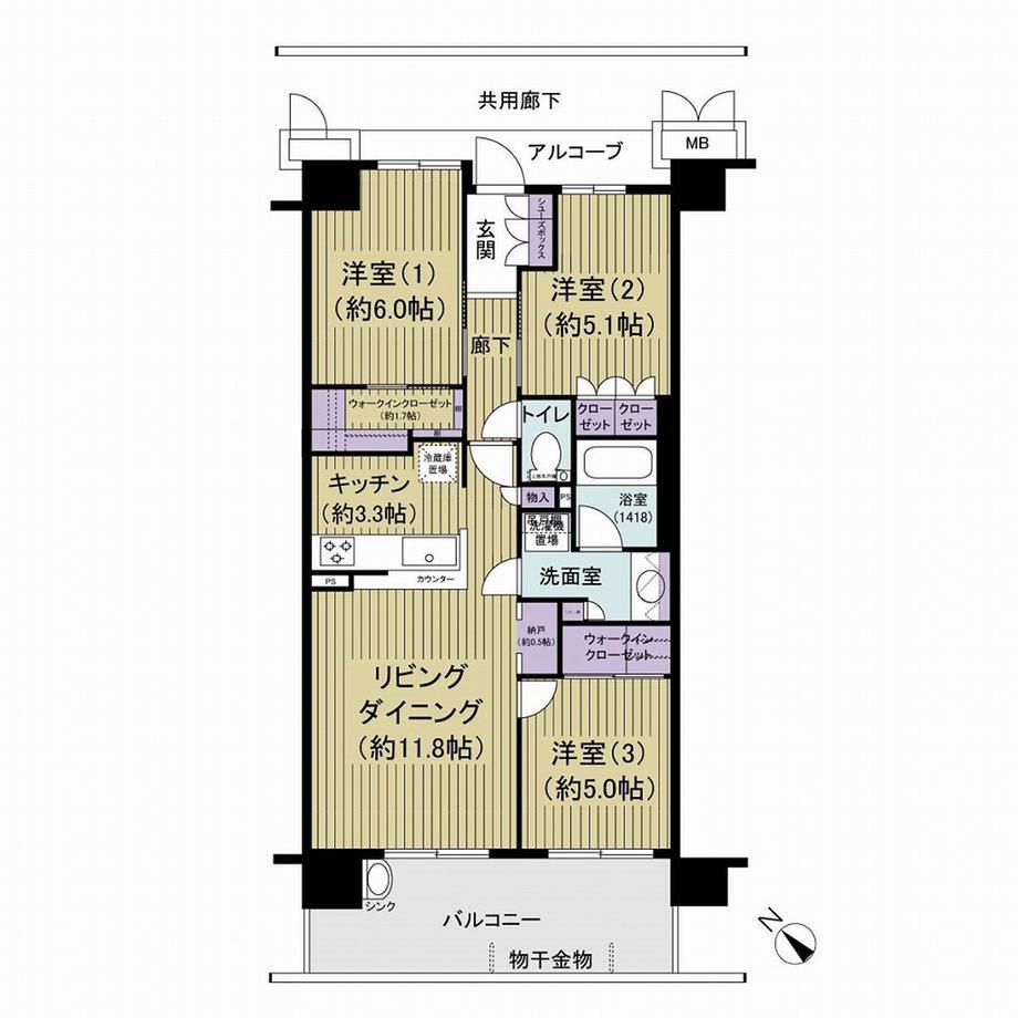 グランメディオ新三郷 3階 3LDK 物件詳細