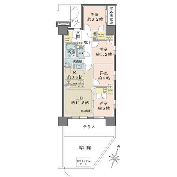 ザ・パークハウスオイコス赤羽志茂　サードスクエア 4LDK、価格6680万円、専有面積84.52m<sup>2</sup> 間取図
