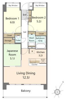 サニーコート八王子第４ 3LDK、価格3180万円、専有面積68.54m<sup>2</sup>、バルコニー面積11.16m<sup>2</sup> 全居室5帖以上、各洋室・和室、廊下に収納付き。LDKは約15.5帖の広さで、対面式キッチンが備わっています。日当たりの良い南東バルコニー付きの住戸です。見晴らしがよく、開放…