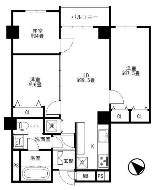与野ハウス２号棟 3階 3LDK 物件詳細