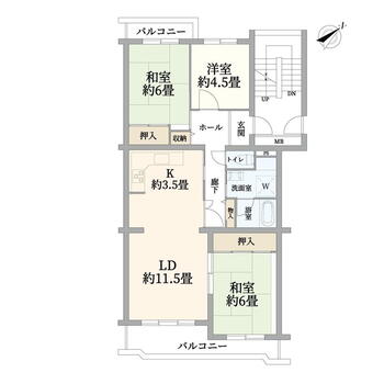 北柏ライフタウン４号棟 3LDK、価格750万円、専有面積78.68m<sup>2</sup>、バルコニー面積15.43m<sup>2</sup> ～間取図～