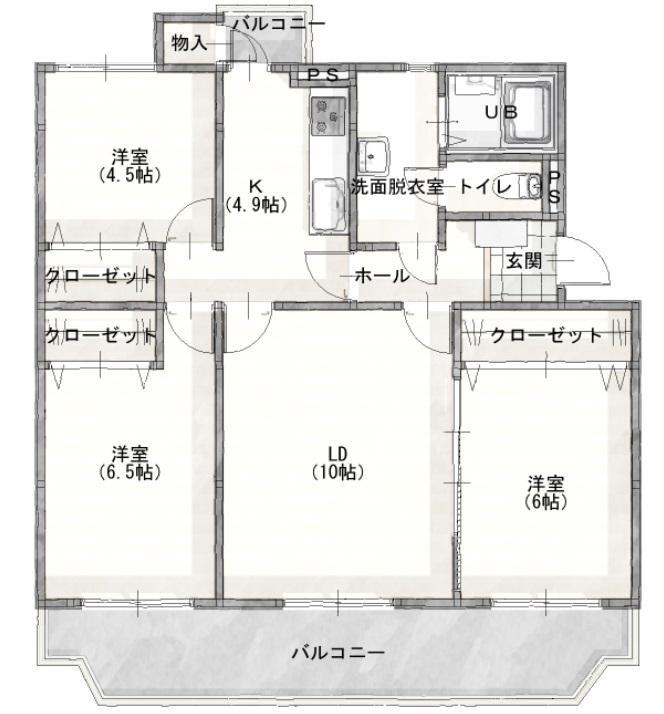高根台住宅Ｆ棟 3階 3LDK 物件詳細