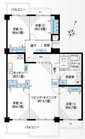 コンフォール東山田５－４号棟 3階 4LDK 物件詳細