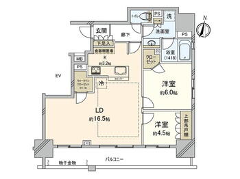 ウィルローズ国分寺 2LDK、価格7280万円、専有面積67.68m<sup>2</sup>、バルコニー面積12.76m<sup>2</sup> 間取図