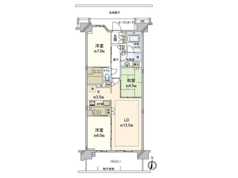 ＢｒｉｌｌｉａＣｉｔｙ横浜磯子 3LDK、価格6280万円、専有面積75.9m<sup>2</sup>、バルコニー面積12.98m<sup>2</sup> 2ヶ所のWICを含む、全居室収納付き。LDと洋室1部屋は南側のバルコニーに面し、明るく陽当りの良い空間です。床暖房やディスポーザー付きシステムキッチンなど、日々の暮らしに便利…