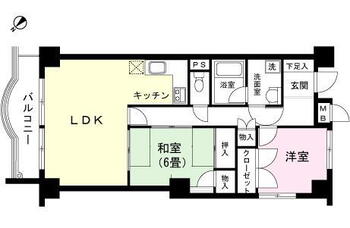 エクセレントプラザ湯河原６番館 2LDK、価格480万円、専有面積66.83m<sup>2</sup> 間取