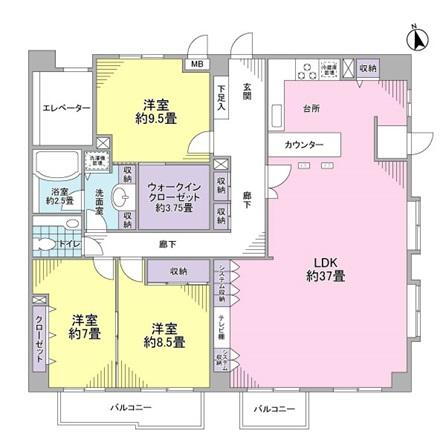 向ケ丘遊園東ガーデンハウス 3LDK+S（納戸）、価格6980万円、専有面積137.61m<sup>2</sup>、バルコニー面積11m<sup>2</sup> LDKの他も規格外の広さとグレードです。主寝室・ゲストルーム・浴室・脱衣所・トイレ・ウオークインクローゼット・廊下など圧巻の実物をぜひ一度ご覧下さい。