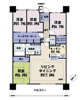 ガリレオプレイス 4LDK、価格2380万円、専有面積100.83m<sup>2</sup>、バルコニー面積16.34m<sup>2</sup> 