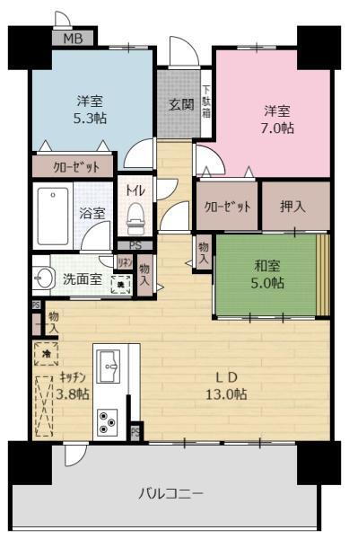 中古マンション　サーパス陽東桜レジデンス 8階 3LDK 物件詳細