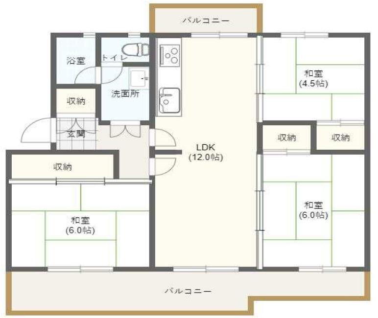 豊ヶ丘団地　６号棟 5階 3LDK 物件詳細