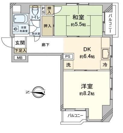ニシムラ梅島コーポラス 2DK、価格1490万円、専有面積42.15m<sup>2</sup> 