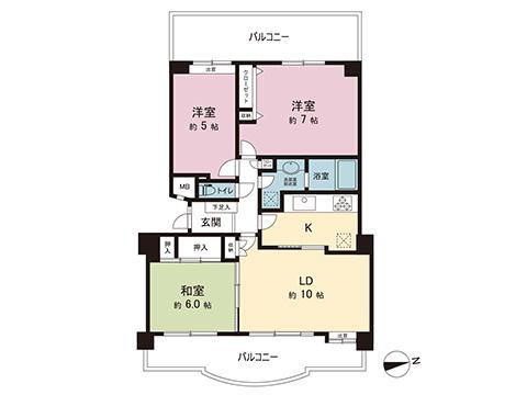 流山ニューシティ・ステージ２１ヒルサイドコート 7階 3LDK 物件詳細