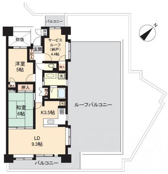 中浦和ローヤルコーポ 2LDK+S、価格2299万円、専有面積65.53m<sup>2</sup>、バルコニー面積11.7m<sup>2</sup> 