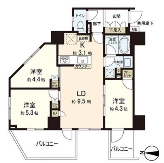 グランアジール大島パークサイド 5階 3LDK 物件詳細