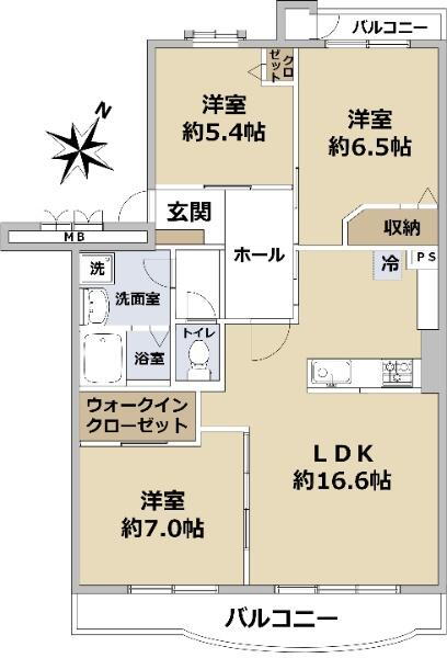 グリーンコープ松が谷６号棟 2階 3LDK 物件詳細