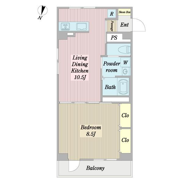 田園調布ハイツ 1LDK、価格3080万円、専有面積43.2m<sup>2</sup>、バルコニー面積3.69m<sup>2</sup> 