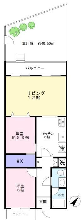逗子桜山ニューライフ 2LDK+S（納戸）、価格3990万円、専有面積63.18m<sup>2</sup>、バルコニー面積9.72m<sup>2</sup> 
