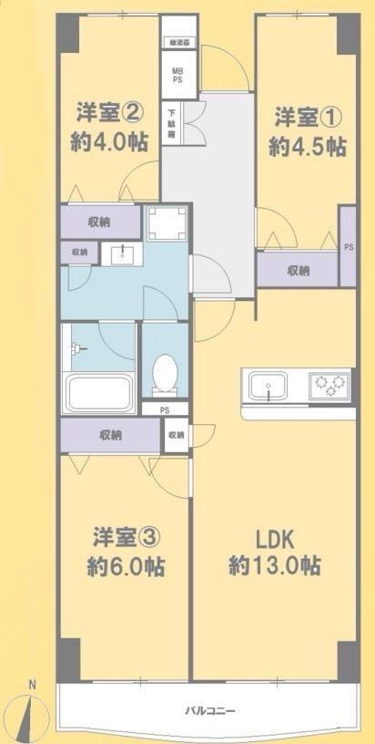 グリーンコーポ千寿１号棟 4階 3LDK 物件詳細