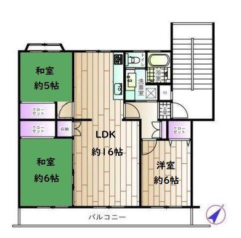 真砂サンハイツ　２号棟 4階 3LDK 物件詳細