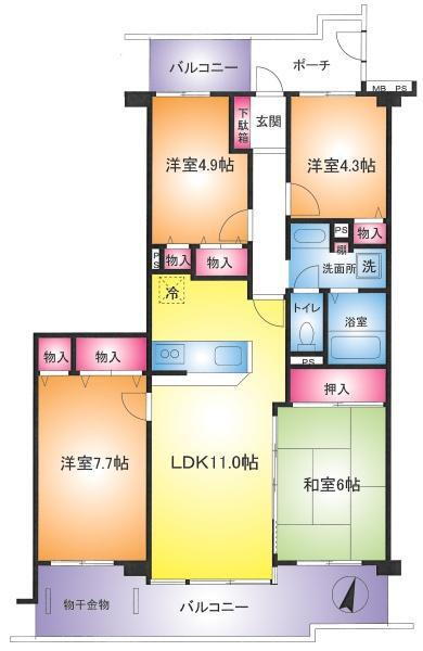 ラミーユ松戸ハイライズ壱号棟 5階 4LDK 物件詳細