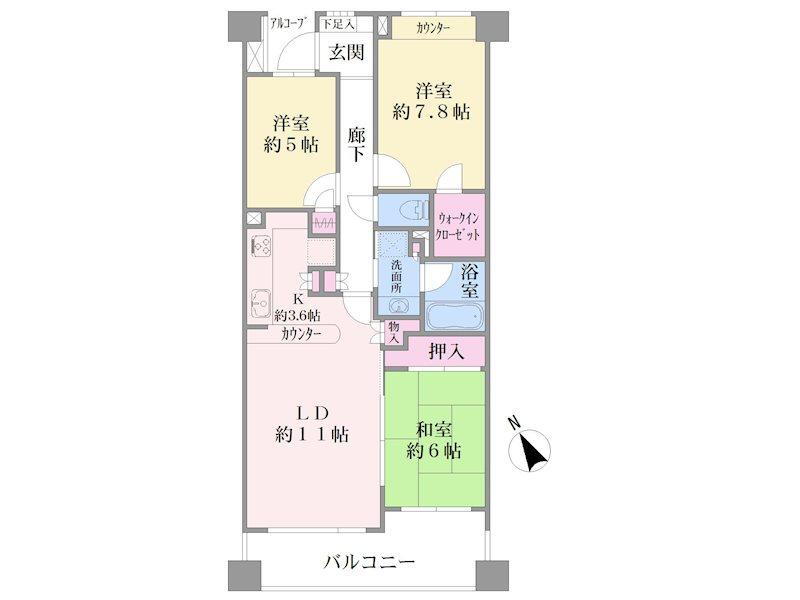 横浜三ツ池公園パーク・ホームズ 3LDK、価格2980万円、専有面積76.51m<sup>2</sup> 収納スペース豊富な間取りです。空室の為、即日ご見学可能！