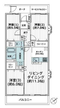 第２市川グリーンハイツ 3LDK、価格2190万円、専有面積79.46m<sup>2</sup>、バルコニー面積12.56m<sup>2</sup> 専有面積79.46m2の3LDK<BR>南東向きバルコニー陽当り良好！フルリフォーム済みです！