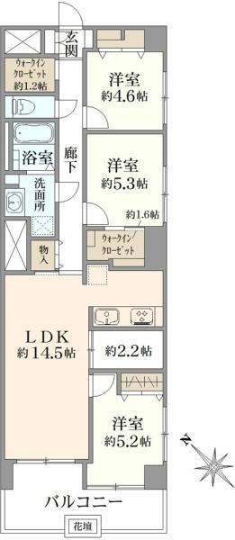 パークサイドマンション 3LDK、価格3299万円、専有面積81.64m<sup>2</sup>、バルコニー面積9.7m<sup>2</sup> 間取り図