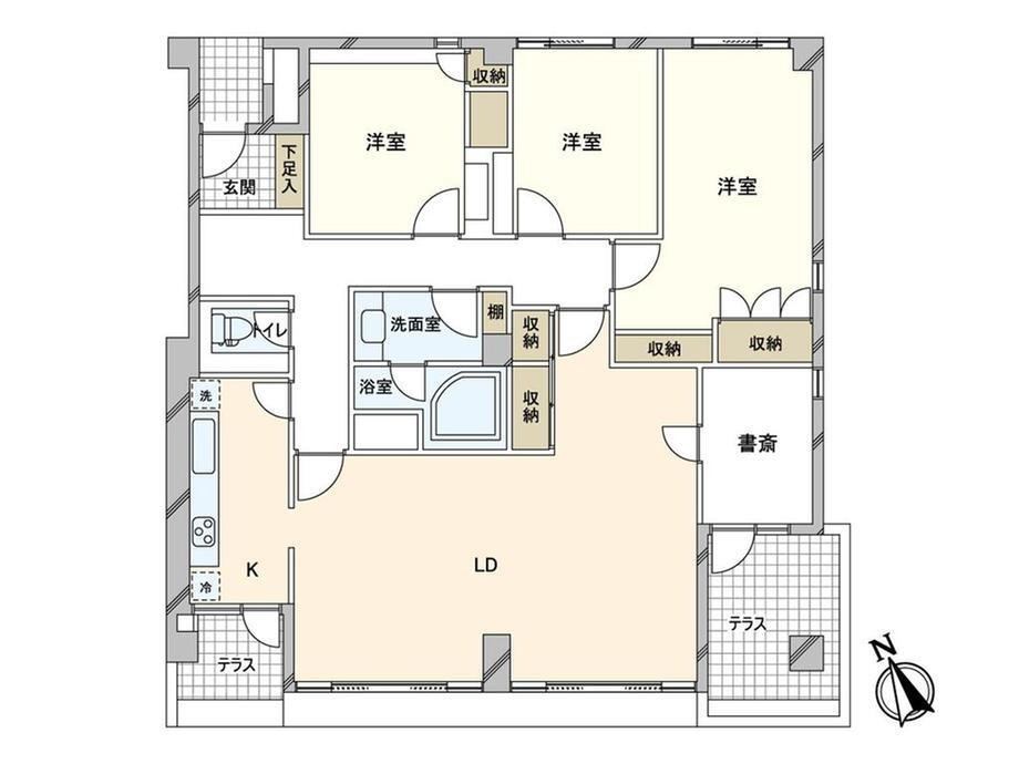 川口アパートメント 3LDK+S、価格7980万円、専有面積146.85m<sup>2</sup> 間取図
