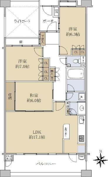 クリオ上大岡西　壱番館 3階 3LDK 物件詳細