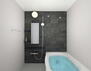 ワールドマンション東武練馬 ブラック系カウンターや床、メタル調アイテムで美しく引き締まったバスルーム。