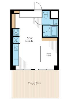 自由ヶ丘第３マンション 1LDK、価格2780万円、専有面積34.03m<sup>2</sup>、バルコニー面積18m<sup>2</sup> 