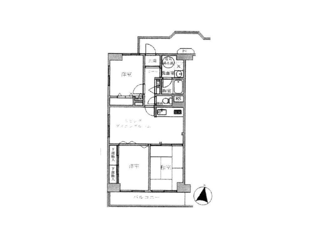 川越サンハイツ 3LDK、価格2350万円、専有面積64.41m<sup>2</sup>、バルコニー面積6.93m<sup>2</sup> 