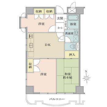 クリオ藤沢壱番館 3DK、価格3460万円、専有面積60.15m<sup>2</sup>、バルコニー面積6.76m<sup>2</sup> 