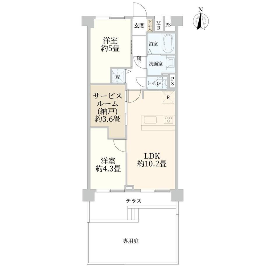 鷺沼ビューグリーン 2LDK+S、価格3199万円、専有面積55.92m<sup>2</sup> 2SLDKタイプ<BR>専用庭付き