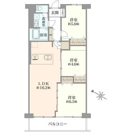 行徳南スカイハイツ　Ｃ棟 3LDK、価格2890万円、専有面積71.61m<sup>2</sup>、バルコニー面積8.4m<sup>2</sup> 間取り図