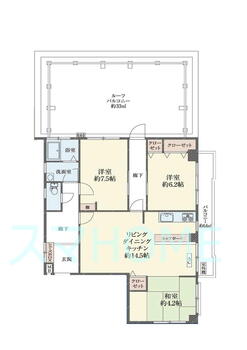 芙蓉ハイツ 3LDK、価格1100万円、専有面積75.75m<sup>2</sup>、バルコニー面積6.6m<sup>2</sup> 