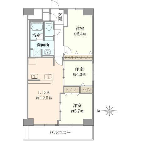 東陽町ガーデニア　Ａ棟 3LDK、価格4999万円、専有面積66m<sup>2</sup>、バルコニー面積8.12m<sup>2</sup> 間取り図
