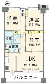 ポレスター古河リーモ 3LDK、価格2099万円、専有面積70.35m<sup>2</sup>、バルコニー面積12.12m<sup>2</sup> 