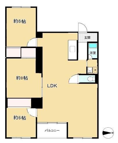 府中コーポラス 3LDK、価格2980万円、専有面積78.91m<sup>2</sup>、バルコニー面積3.12m<sup>2</sup> 