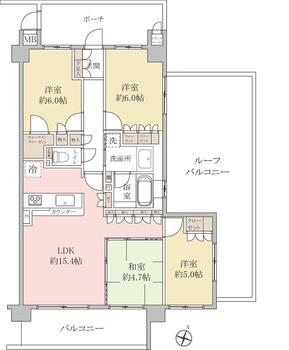 ユニーブル東浦和　ファインプレイス 4LDK、価格3890万円、専有面積82.38m<sup>2</sup>、バルコニー面積9.93m<sup>2</sup> 【間取】開放感があり、門扉付きでプライバシー性の高い住戸！4LDKで家族それぞれに居室を確保しやすい間取りです