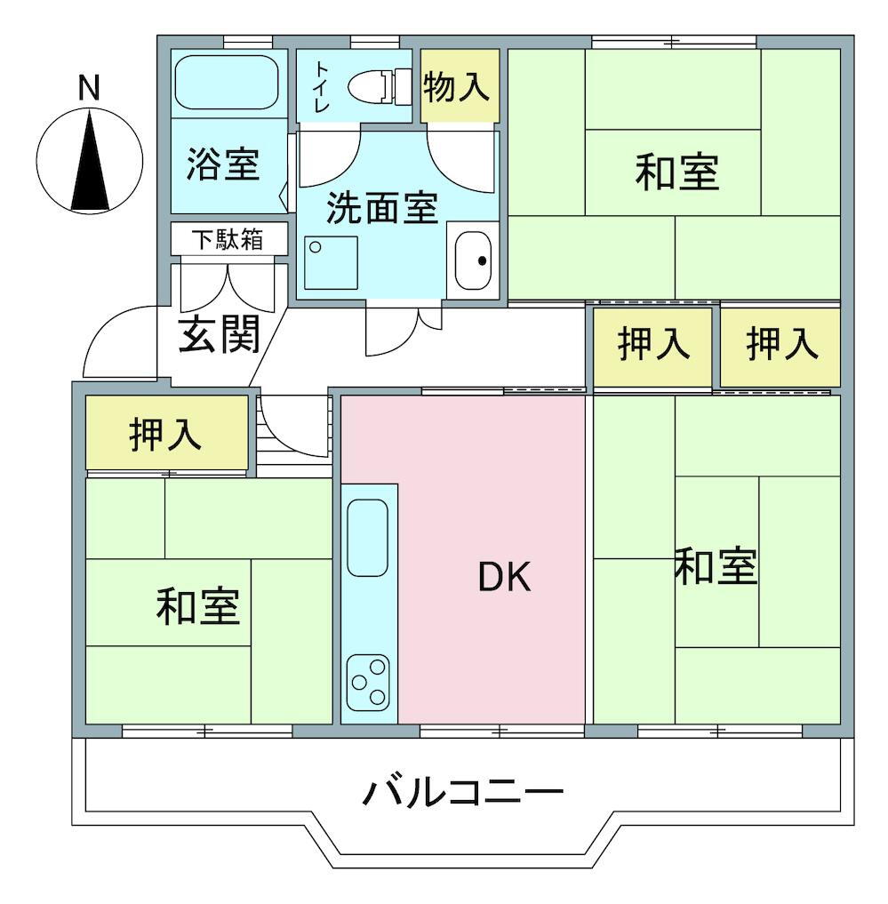 平塚高村団地３９号棟 2階 2LDK 物件詳細
