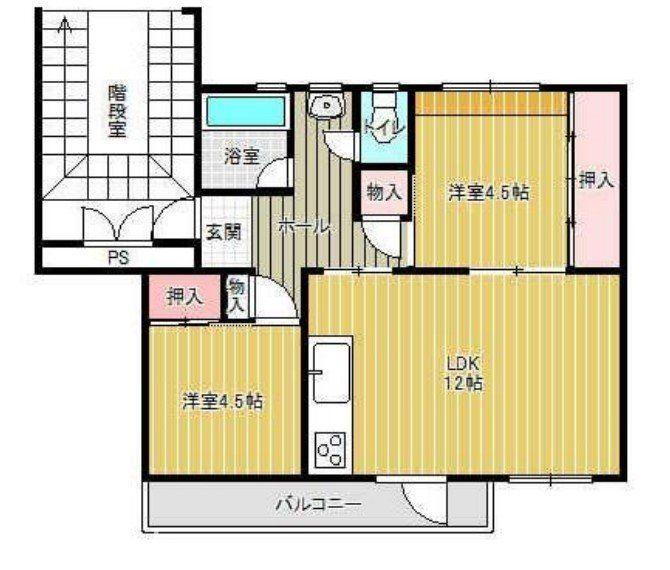 真砂１丁目団地 2LDK、価格1248万円、専有面積51.75m<sup>2</sup>、バルコニー面積6.02m<sup>2</sup> 間取り図