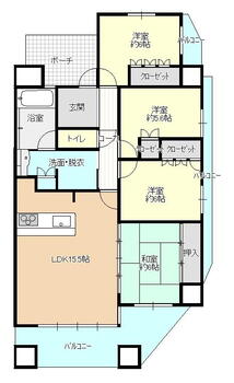 サーパス群大医学部前　２０３号室 4LDK、価格1890万円、専有面積85.92m<sup>2</sup>、バルコニー面積20.1m<sup>2</sup> 間取図です。