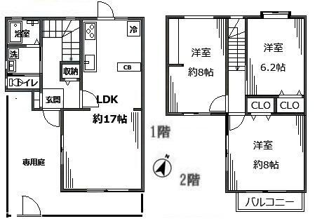タウンハウス永山 3LDK、価格2880万円、専有面積90.63m<sup>2</sup>、バルコニー面積4.08m<sup>2</sup> 嬉しい専用庭付！
