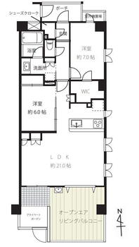 グランシティ国分寺Ⅱ　東南角　無料専用駐車場付き　ペット飼育２匹まで可 2LDK、価格3880万円、専有面積75.36m<sup>2</sup>、バルコニー面積16.2m<sup>2</sup> 