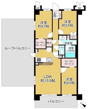 プレシス多摩永山レヴィエ 3LDK、価格3880万円、専有面積76.26m<sup>2</sup>、バルコニー面積11.16m<sup>2</sup> 