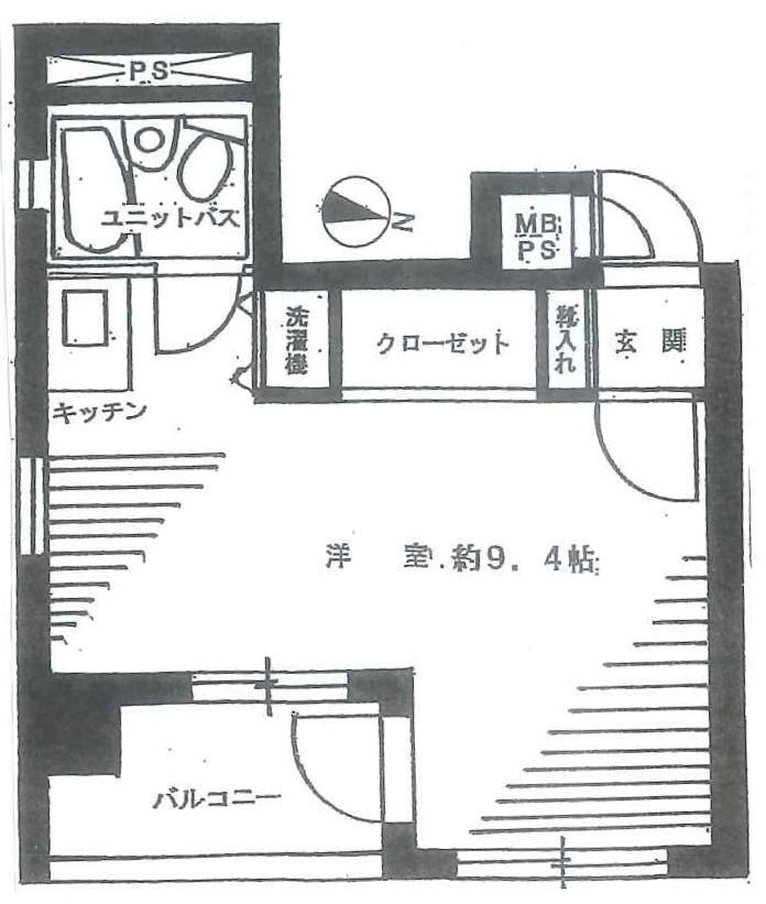 ライオンズマンション北千住第５ 価格1180万円、専有面積23.9m<sup>2</sup>、バルコニー面積3.64m<sup>2</sup> 