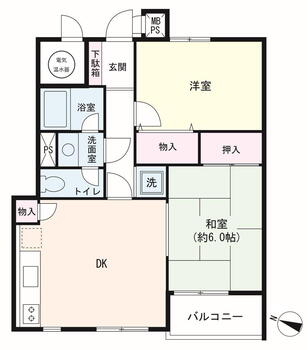 江古田プリンスマンション 2DK、価格2480万円、専有面積52.25m<sup>2</sup>、バルコニー面積3.11m<sup>2</sup> 専有面積：52.25平米<BR>バルコニー面積：3.11平米<BR>方位：西